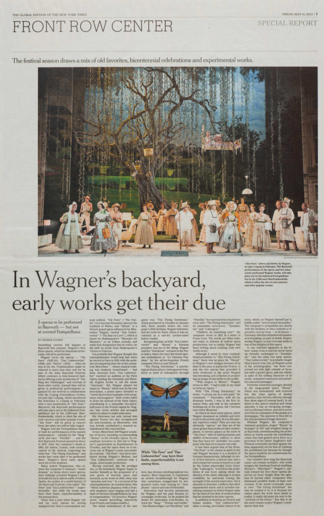 New York Times - Richard Wagner Oper "Die Feen", inszeniert an der Oper Leipzig / Fotos Tom Schulze